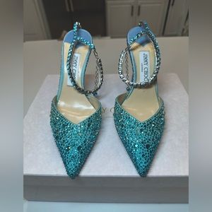 JIMMY CHOO Sadea 100 Crystal Embellished Heels Size 7